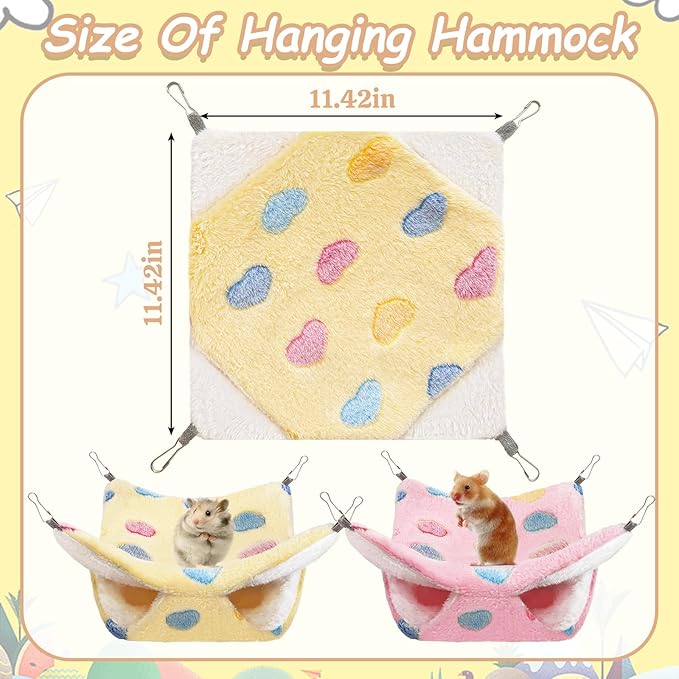 2 Pcs of Rat Hammocks Small Animal Hammock Rat Bed Guinea Pig Hammock Rats Cage Accessories for Small Animals Chinchilla Parrot Sugar Glider Ferret Squirrel