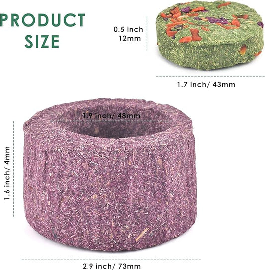 ERKOON 100% Edible Premium Timothy Hay Chew A Bowl for Rabbits, Chinchilla Treats, Chew Toys for Teeth Guinea Pigs and Mice (Purple)
