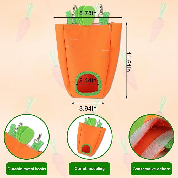 Estivaux Rabbit Hay Feeder Bag Carrots Guinea Pig Hanging Hay Feeding Bag with Hole Pet Storage Dispenser for Chinchilla Hamster Bunny Small Pet Animals