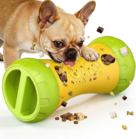 Treat Dispensing Dog Toy, Dog Puzzle Toys for Small Medium Large Dogs, Mental Stimulating Stepless Adjustable Slow Feeder, Boredom Relief Interactive Puppy Enrichment to Keep Them Busy Yellow Gift
