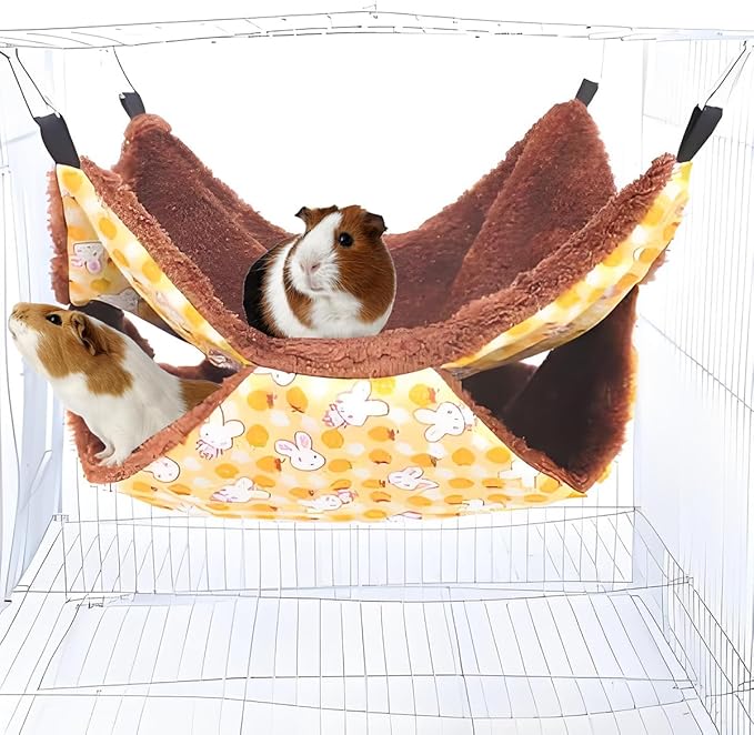 Ferret Rat Hammock Hamster for Cage - Large Soft Guinea Pig Hideout Bed, Chinchilla Hammock, for Small Animals,GuineaPig,Ferret,Kitten,Squirrel,Chinchilla,Rat,Parrot (Hammock-Yellow)