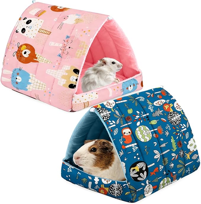 2 Pcs Guinea Pig Hideout, Guinea Pig Bed Tunnel Washable Small Animal House Cage Accessories for Mouse Chinchillas Hamsters Hedgehogs Ferrets Bearded Dragons and Rats Other Small Animals