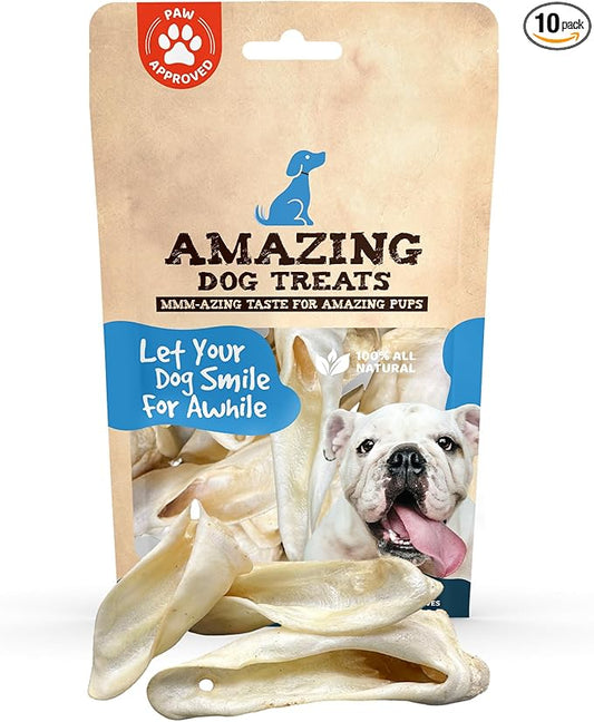 Amazing Dog Treats - Lamb Ears (10 Pcs/Pack)- Natural Dog Chews -Rawhide Alternative - No Hide Dog Bones