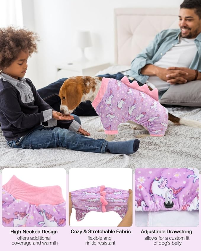 CuteBone Dinosaur Costume Dog Pajamas, Stretchy Spandex Crystal Velvet Sleepwear Coat for Small Dogs, Soft & Warm Pet Outfit Clothes for Cold Weather, Cozy Pullover Design COSP11XL