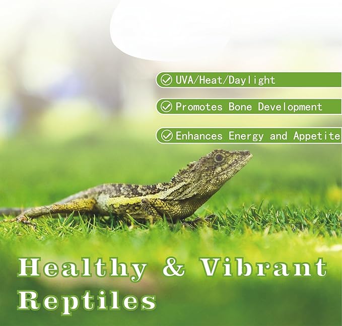 Reptile Heat Lamp Bulb 100W, 2-in-1 Infrared & UVA Sunlight Combo for Day & Night Basking – Perfect for Reptile Terrariums, Bearded Dragon, Snake, Turtle, Lizard