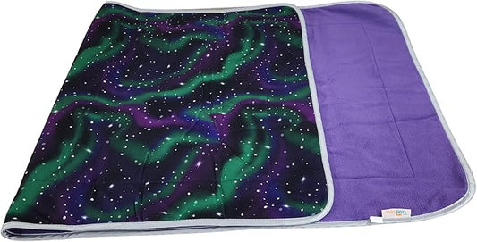 Tater Pets Guinea Pig Fleece Cage Liner - Tidy Mat - Lap Pad - Corner Pad - Absorbent - Machine Washable - for Guinea Pigs and Hedgehogs (Northern Lights, Tidy Mat 14"x14")