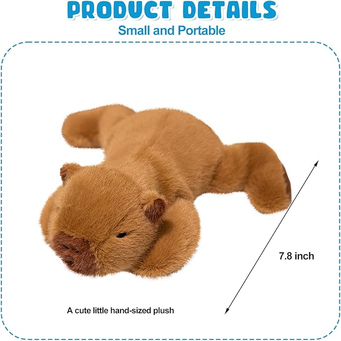 Ditucu Cute Palm-Sized Capybara Stuffed Animal Soft Capibara Plush Doll Small Plushies Toys Gifts for Kids Brown 7.8 inch
