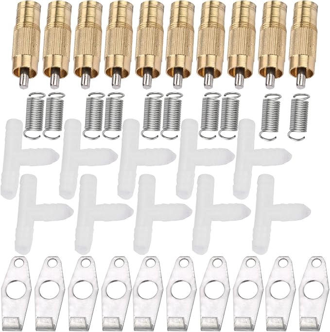 10pcs Set Pet Water Feeder, Stainless Steel Automatic Nipple Waterer Poultry Fountains & Waterers for Bunny Rat Rabbit Ferrets (Round Mouth White)