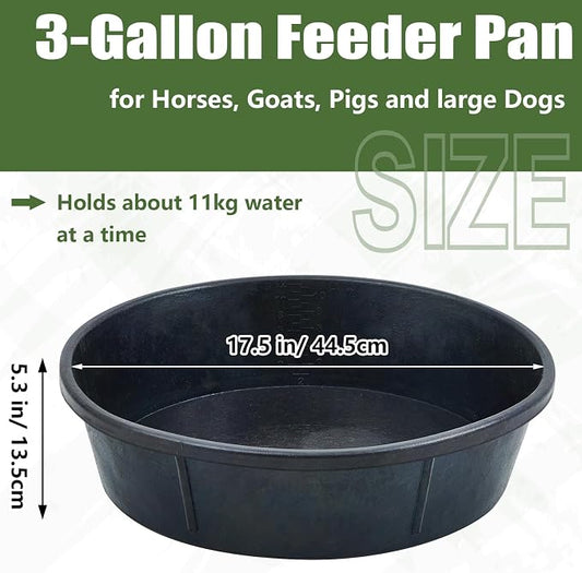 Sadnyy 5 Pcs Rubber Feed Pan 12 Quart/ 3 Gallon Utility Horse Feed Bucket Rubber Bowl Chicken Dust Bath Container Horse Feeder for Goats Livestock Animal Feeding Cats Dogs Pigs