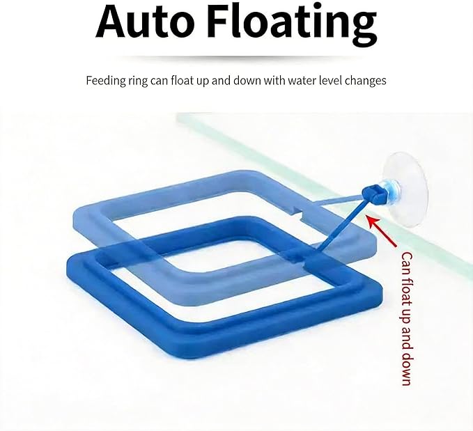 Betta Fish Feeding Ring: 2-Pack Floating Food Holder with Suction Cup - Prevents Food from Entering The Filter - Aquarium Accessories for Betta Goldfish Guppy Turtle