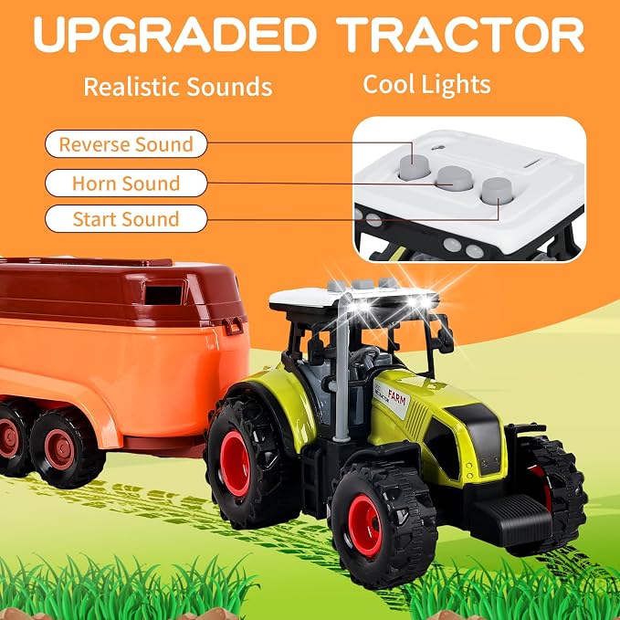 Horse Club Riding Arena, Horse Stable Playset,Tractor with Trailer, Equestrian Washing Area,Riders Figures,Horse Figurine, Obstacle Accessory Set - Barn Toys for 3-7 Years Old Kids Boys Girls Toddlers