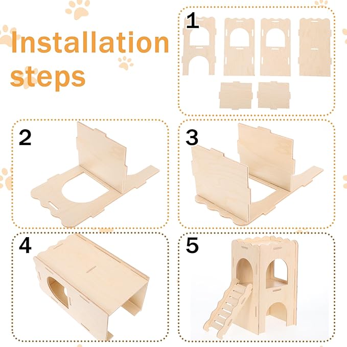 Foxtell 11 Pcs Hamster Cage Accessories, Hamster Toys Set, Hamster Hideout, Hamster Wheel for Rat Mice Small Animals Habitat (Fun Interactive Style)