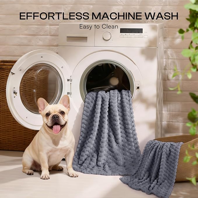 Luciphia 300GSM Fleece Dog Blanket for Small Medium Large Dogs 3D Jacquard 1 Pack 3 Flannel Puppy Cat Pet Throw Blankets Soft Washable Decorative Furniture Protect Pcs3-Grey, S(23''x16'')
