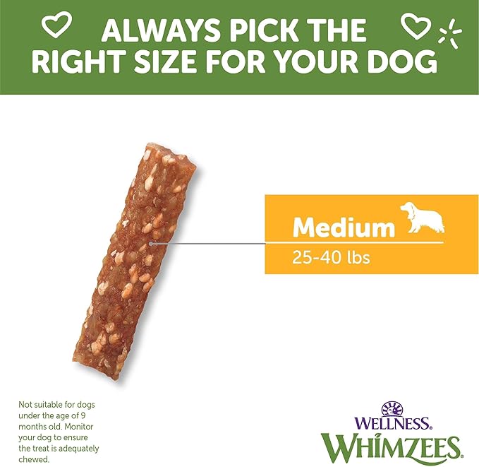 Whimzees Wellness Veggie Strip Dog Dental Treat, Chews, Freshens Breath, Medium Size, 14.81 oz Bag, 14 Count