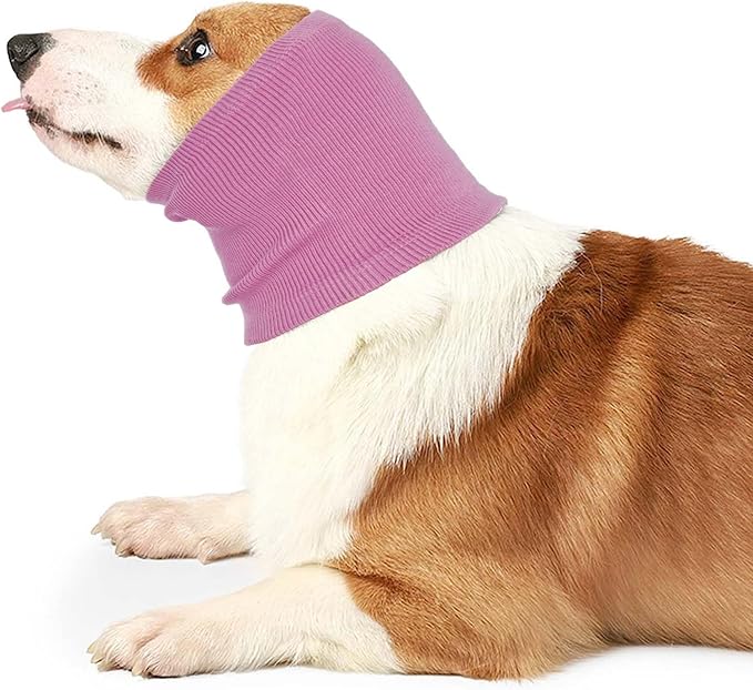 Nanaki Dog Hood Calming Ear Wrap, Quiet Headband Dog Head Cover Snood Doggy Ear Fireworks Muffs, The Grooming and Force Drying Pet Head Protector for Anxiety Relief Calming Doggy Covers for Noise