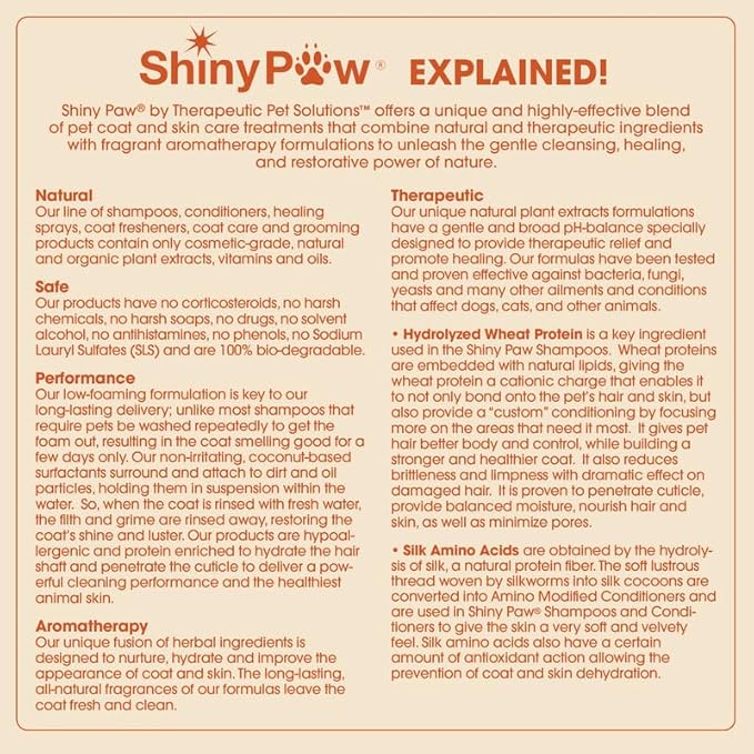 Dog Conditioner for Allergies and Itching | Shiny Paw Shea Butter & Vanilla Conditioner for Dogs & Cats | Dog Matted Hair Detangler | Made in THE USA | 16 oz