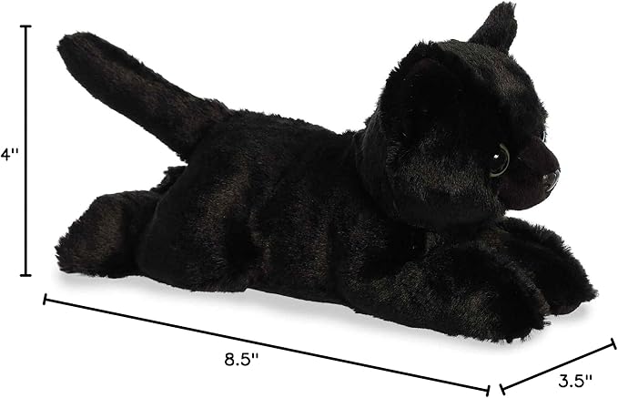Aurora® Adorable Mini Flopsie™ Twilight Cat™ Stuffed Animal - Mini Companions Ready for Playful Adventures - for Kids All Ages, Toddlers, Adults, and Families - Black 8.5 Inches