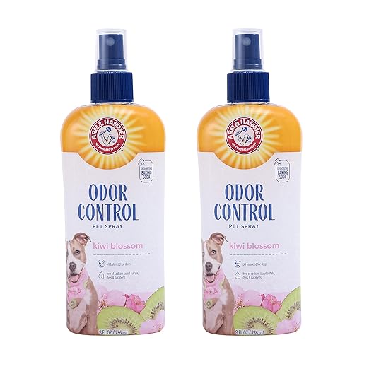 Arm & Hammer for Pets Super Deodorizing Dog Spray with Baking Soda for Odor Control Freshens Coat Between Baths pH Balanced Formula for Dogs Kiwi Blossom 8 FL OZ 2 Pack Dogs and Puppies Daily