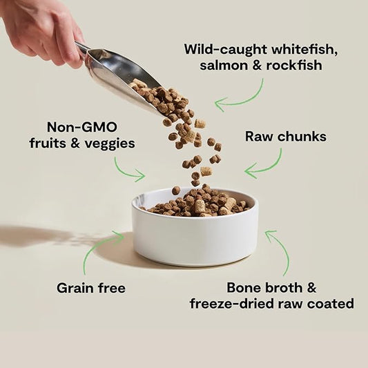 Open Farm, RawMix Dry Cat Food, Protein-Packed Kibble Coated in Bone Broth with Freeze Dried Raw Chunks, for Indoor & Outdoor Cats, Wild-Caught Whitefish, Salmon & Rockfish Recipe, 2.25lb Bag