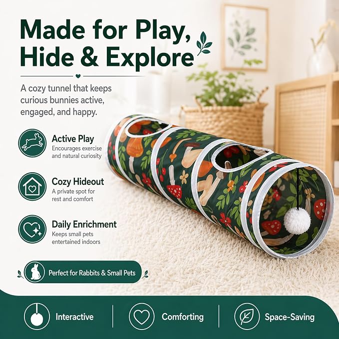 Mechpia Rabbit Toys, Large Bunny Hideout Tunnel and Tube for Rabbit Guinea Pig Chinchilla Ferret Rat