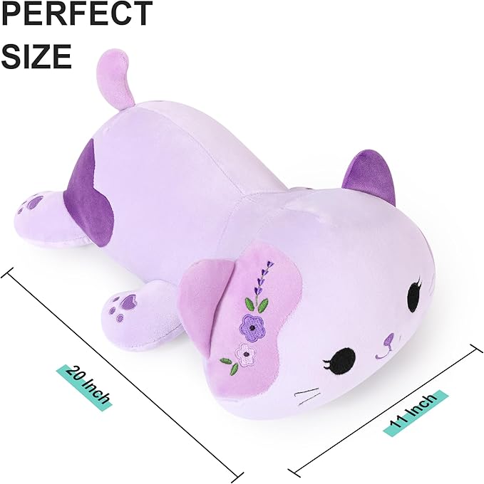 Onsoyours Original Lavender Cat Plush 20 Inch Kitty Plushies Toy Kitten Stuffed Animal Soft Pillow Kawaii Plushie Gift for Kids & Adults (Lavender Cat,20")
