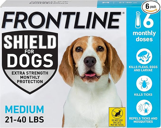 FRONTLINE Shield Flea & Tick Treatment for Medium Dogs 21-40 lbs. Count of 6