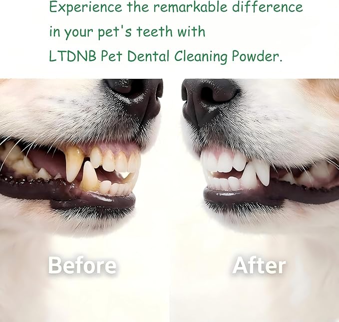 Dog Dental Powder, Dog Teeth Cleaning Powder, Targets Tartar & Reduces Plaque & Bad Breath - Teeth Cleaning Made Easy Eliminate - Meat-Flavored Formulated