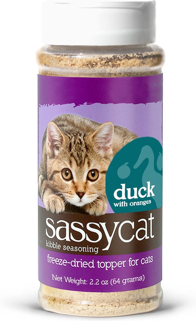 Herbsmith Sassy Cat Kibble Seasoning – Freeze Dried Duck – Cat Food Topper for Picky Eaters – Duck