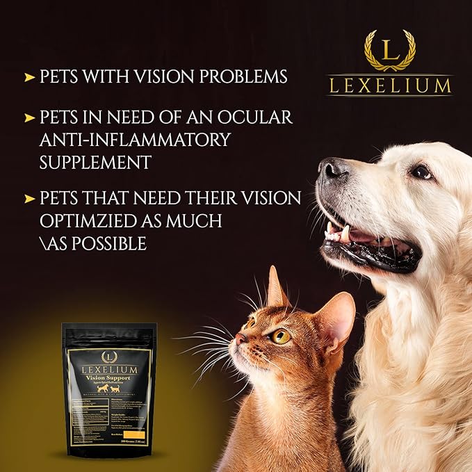 Vision Support & Eye Sight Supplement for Dogs and Cats- Fortified with Zeaxanthin, Bilberry, Lutein, and Beta Carotene - 200 Grams