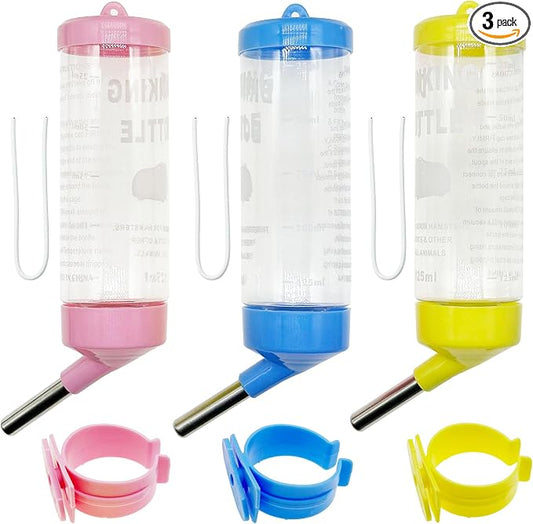 Allzone 3 PCS Hamster Water Bottles, No Drip Hanging Water Feeder Dispenser, Hanging Hamster Bottle for Guinea Pigs, Chinchillas, Rabbits