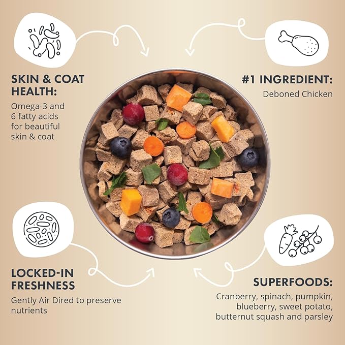 Health Extension Gently Air Dried Chicken Dog Food, (12oz, 340 g) – Complete & Balanced with 85% Animal Protein and 30+ Superfoods for All Life Stages
