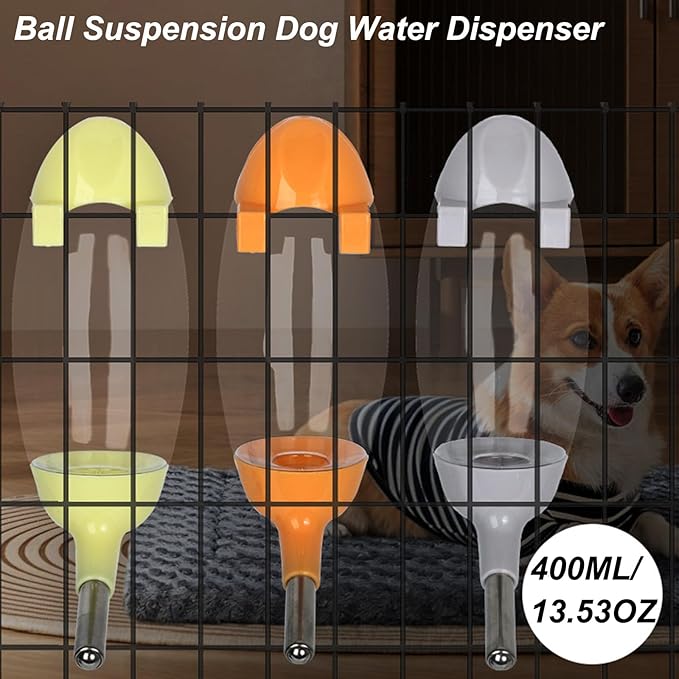 No-Drip Water Bottle/Feeder for Hamsters/Guinea Pigs/Ferrets/Rabbits/Cats and Dogs, Small Animals and Small Pets - for Use in Cages, Crates or Suspension Mounts.13.5 oz. Nozzle 10 mm, Orange