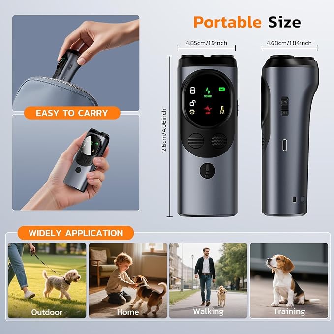Dog Bark Deterrent Devices Anti Barking Device for Dogs Outdoor & Indoor, 2 Modes Ultrasonic Dog Barking Deterrent Devices Rechargeable, Bark Silencer, Stop Barking Dog Devices, Dog and Human Friendly