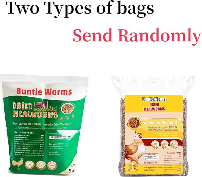BUNTIE WORMS 20LB Dried Mealworms, 100% Natural, Non-GMO Meal Worms, Dried for Chickens, Wild Birds, Reptile, Hamster, Hedgehog, Pigeon