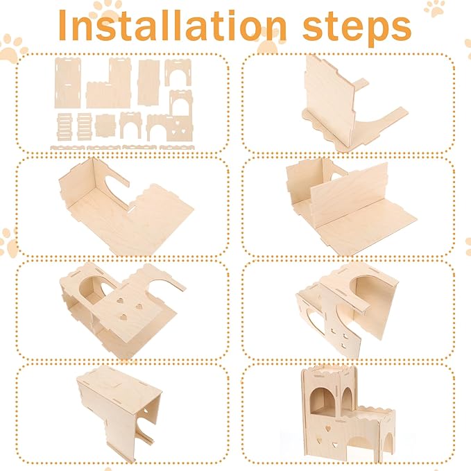 Foxtell 11 Pcs Hamster Cage Accessories, Hamster Toys Set, Hamster Hideout, Hamster Wheel for Rat Mice Small Animals Habitat (Fun Interactive Style)