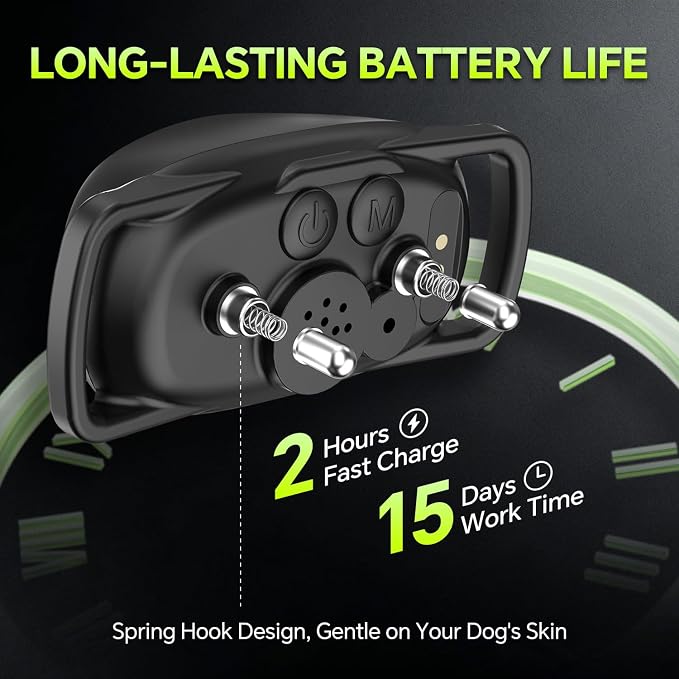 Dog Bark Collar with Remote – 2-in-1 Automatic & Manual Modes, Smart Anti Bark Dog Training Collar with Beep, Vibration & Shock, 330FT Range, IP67 Waterproof, Rechargeable (8-150lbs)