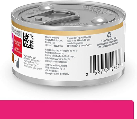 Hill's Prescription Diet Gastrointestinal Biome Stress Digestive/Fiber Care Wet Cat Food, Chicken & Vegetable Stew, 2.9 oz. Cans, 24-Pack