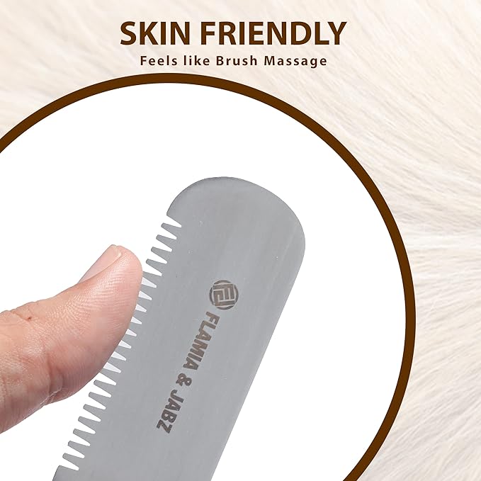 FLAMIA & JABZ Professional Dog Grooming Hand Stripping Knife, Stripper Trimmer Tool, Red Meranti Wooded Handle non slip grip with Tripping Stainless Steel blade (Coarse, Right Handed)