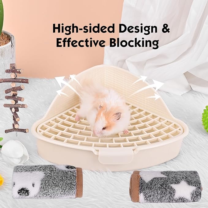 RUBYHOME Triangle Potty Trainer Corner Litter Bedding Box Pet Pan for Baby Rabbit, Chinchillas, Small Guinea Pigs, Ferret, Galesaur