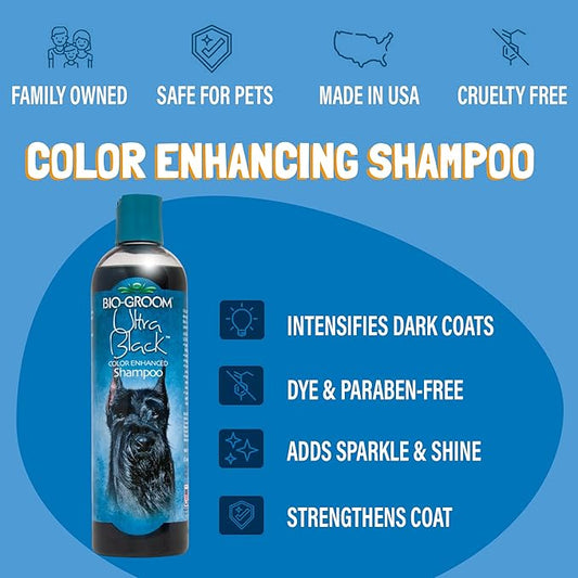 Bio-Groom Ultra-Black Dog Shampoo – Color Enhancing Pet Shampoo, Dog Bathing Supplies, Puppy Wash, Dog Grooming Supplies, Cruelty-Free, Made in USA, Coat Brightener Shampoo – 12 fl oz 1-Pack