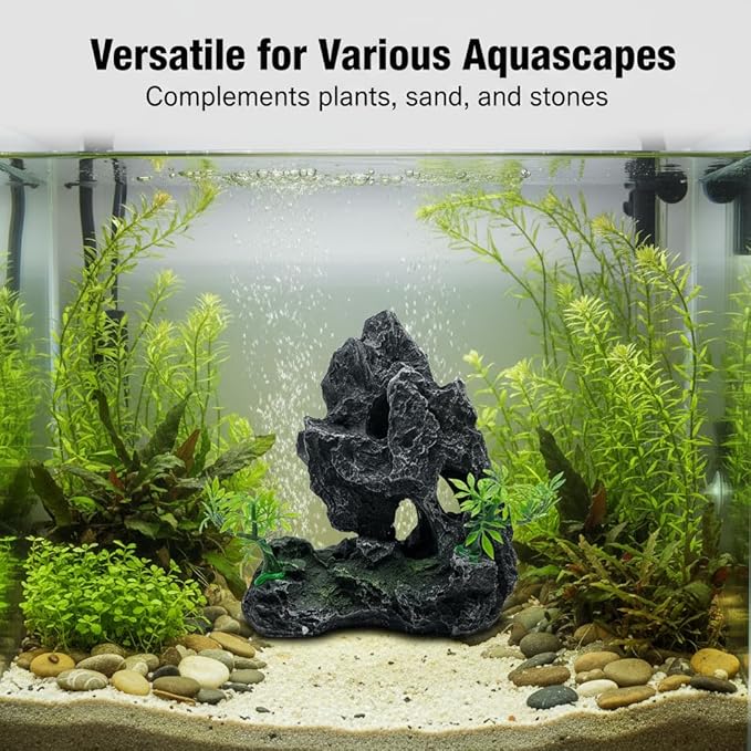 J-star Large Aquarium Rock Mountain Decor – Realistic Resin Landscape Ornament for Fish Tanks – Enhances Underwater Scenery, Easy to Clean, Safe for Fish