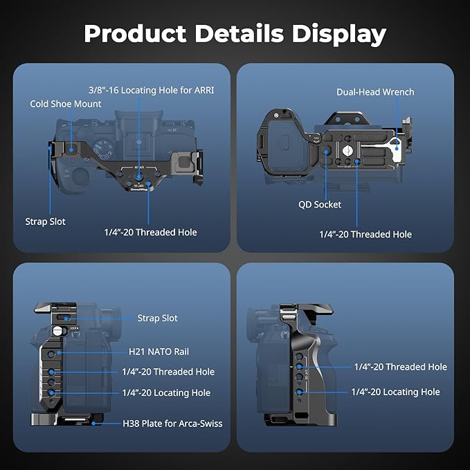 SmallRig HawkLock Quick Release Cage Kit for Sony Alpha 7R V/Alpha 7 IV/Alpha 7S III/Alpha 1 / Alpha 7R IV/Alpha 7 V, Full Cage with Top & Side Handle, Cable Clamp (Upgraded Version)