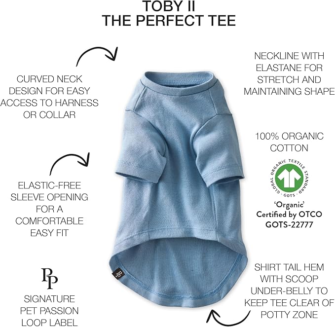 Pet Passion Toby II - The Perfect Tee, 3 Pack Short Sleeve Pet T-Shirt 100% Organic Cotton Tees Clothes for Small, Medium, Large Dogs, Navy Ombre, XX-Large (70-110 lbs)