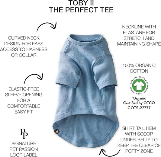 Pet Passion Toby II - The Perfect Tee, 3 Pack Short Sleeve Pet T-Shirt 100% Organic Cotton Tees Clothes for Small, Medium, Large Dogs, Navy Ombre, XX-Large (70-110 lbs)