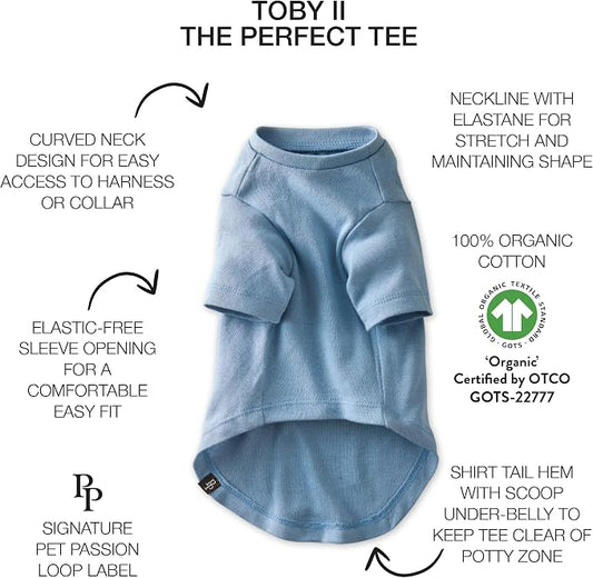 Pet Passion Toby II - The Perfect Tee, 3 Pack Short Sleeve Pet T-Shirt 100% Organic Cotton Tees Clothes for Small, Medium, Large Dogs, Navy Ombre, X-Large (55-80 lbs)