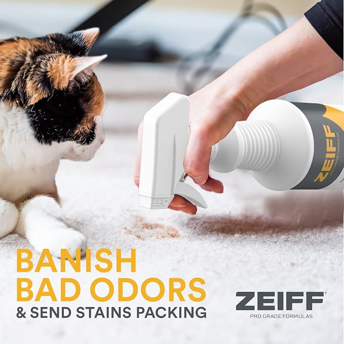 Zeiff Pet Stain and Odor Remover - Pet Odor Eliminator for Home and Professional Use - Carpet Stain Remover - Pet Urine Enzyme Cleaner for Dog and Cat Pee, Feces, and Fluids - 32 oz, 2 Pack