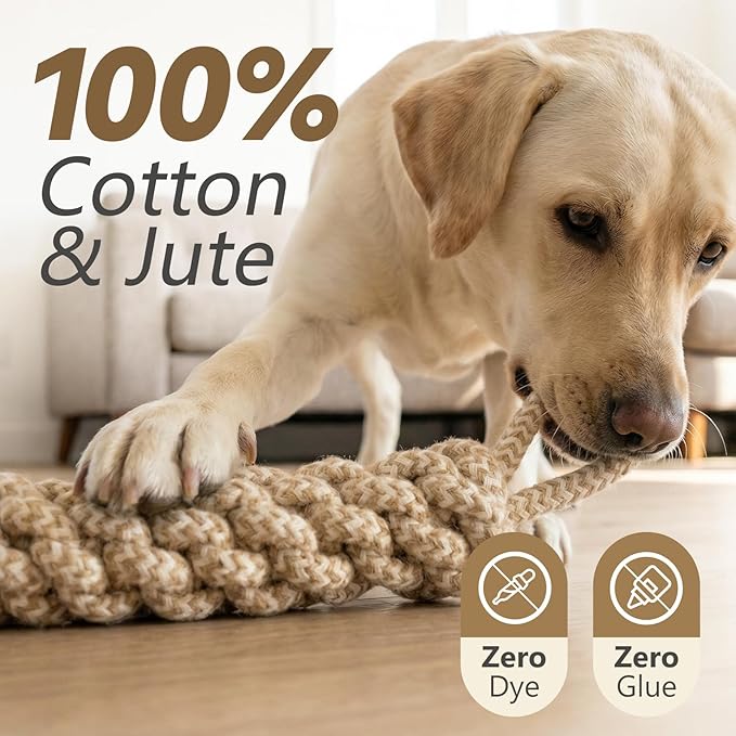 Dog Chew Toys for Aggressive Chewers, Rope Toys for Large Dogs with Dental Benefits, Durable Training Chew Rope, M Size