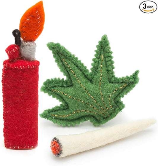 Glaciart One Catnip Joint, Leaf and Lighter Cat Toy Set | Cat Crack for Funny Kittens, Stimulating Toys for Boredom, Exercise & Play | Filled w/Organic Catnip to Excite/Calm Kitty | Organic Idea