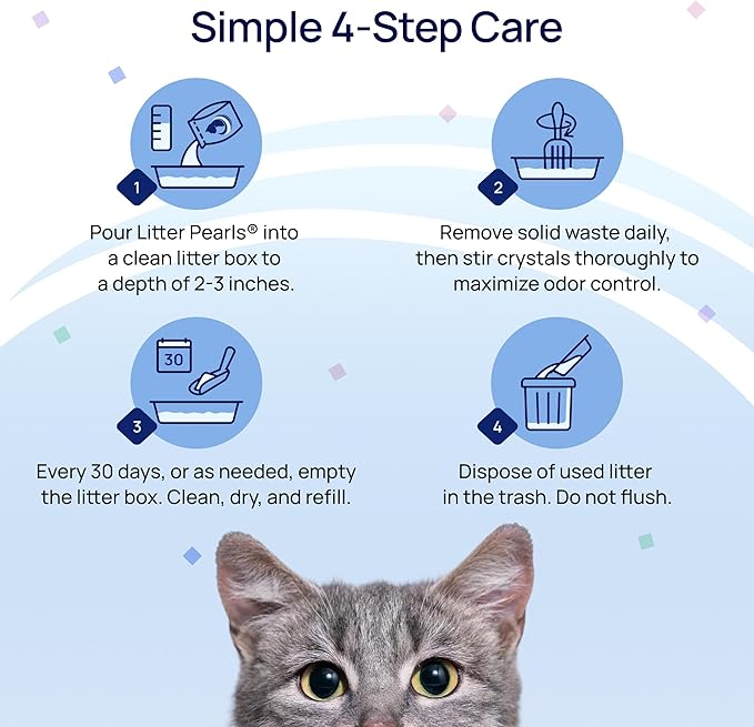Litter Pearls Tracksless Unscented Non-Clumping Crystal Cat Litter with Odorbond, 10.5 Pounds