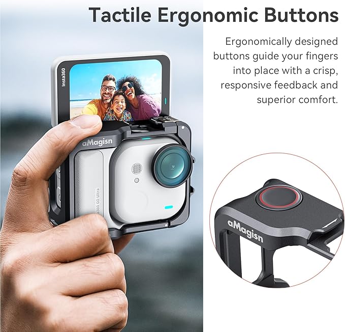 Aluminum Cage for Insta360 Go Ultra, Multifunction Protective Frame Housing Case for Insta360 Go Ultra Accessories, with Quick-Release Mount Adapter and 1/4 Cold Shoe for Light Microphone